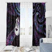 New Zealand Aotearoa Window Curtain Maori Manaia Paua Shell Glitter Purple LT05 - Polynesian Pride