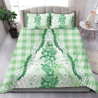 Aloha Hawaii Palaka Bedding Set Green Plumeria Lei - Polynesian Pride