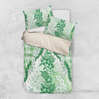 Aloha Hawaii Palaka Bedding Set Green Plumeria Lei - Polynesian Pride