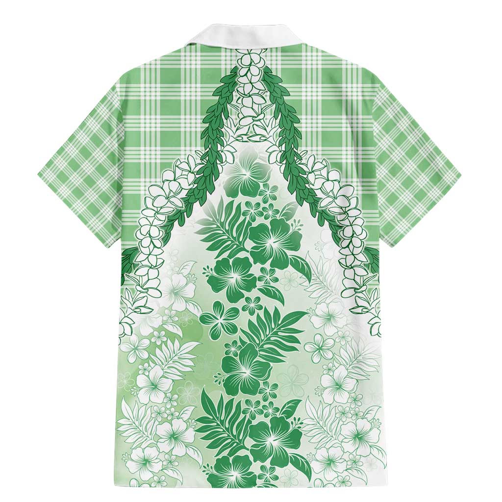 Aloha Hawaii Palaka Family Matching Mermaid Dress and Hawaiian Shirt Green Plumeria Lei - Polynesian Pride