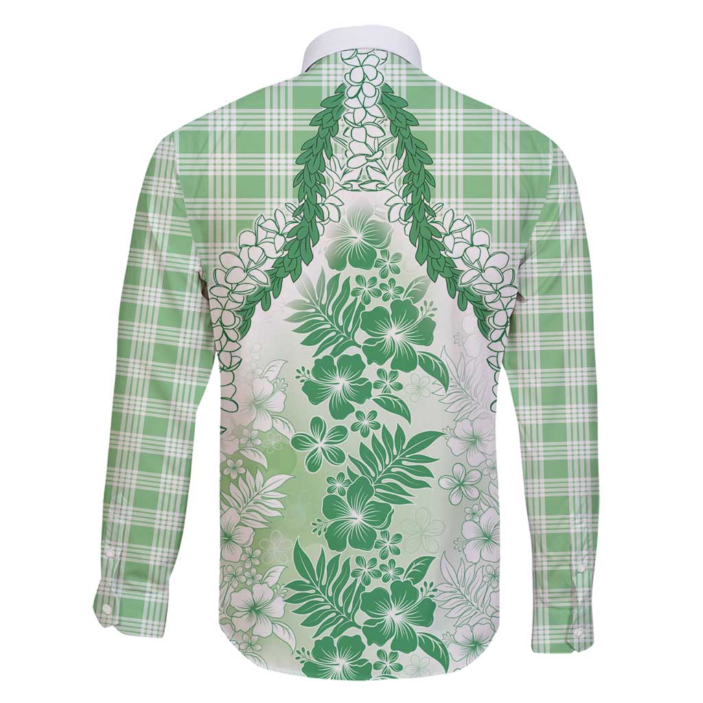 Aloha Hawaii Palaka Family Matching Summer Maxi Dress and Hawaiian Shirt Green Plumeria Lei - Polynesian Pride
