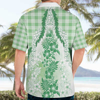 Aloha Hawaii Palaka Hawaiian Shirt Green Plumeria Lei - Polynesian Pride