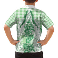 Aloha Hawaii Palaka Hawaiian Shirt Green Plumeria Lei - Polynesian Pride