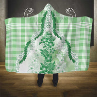 Aloha Hawaii Palaka Hooded Blanket Green Plumeria Lei - Polynesian Pride