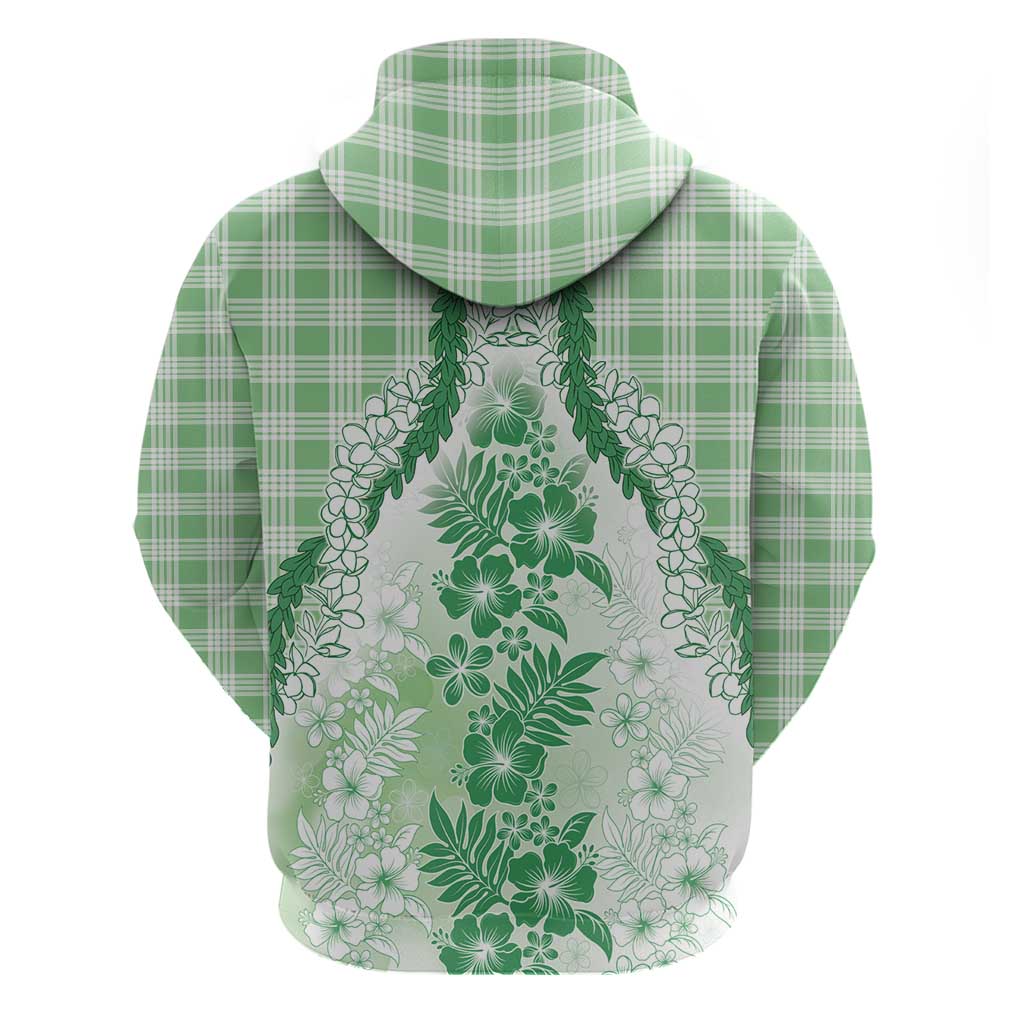 Aloha Hawaii Palaka Hoodie Green Plumeria Lei - Polynesian Pride