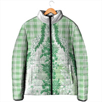 Aloha Hawaii Palaka Padded Jacket Green Plumeria Lei - Polynesian Pride