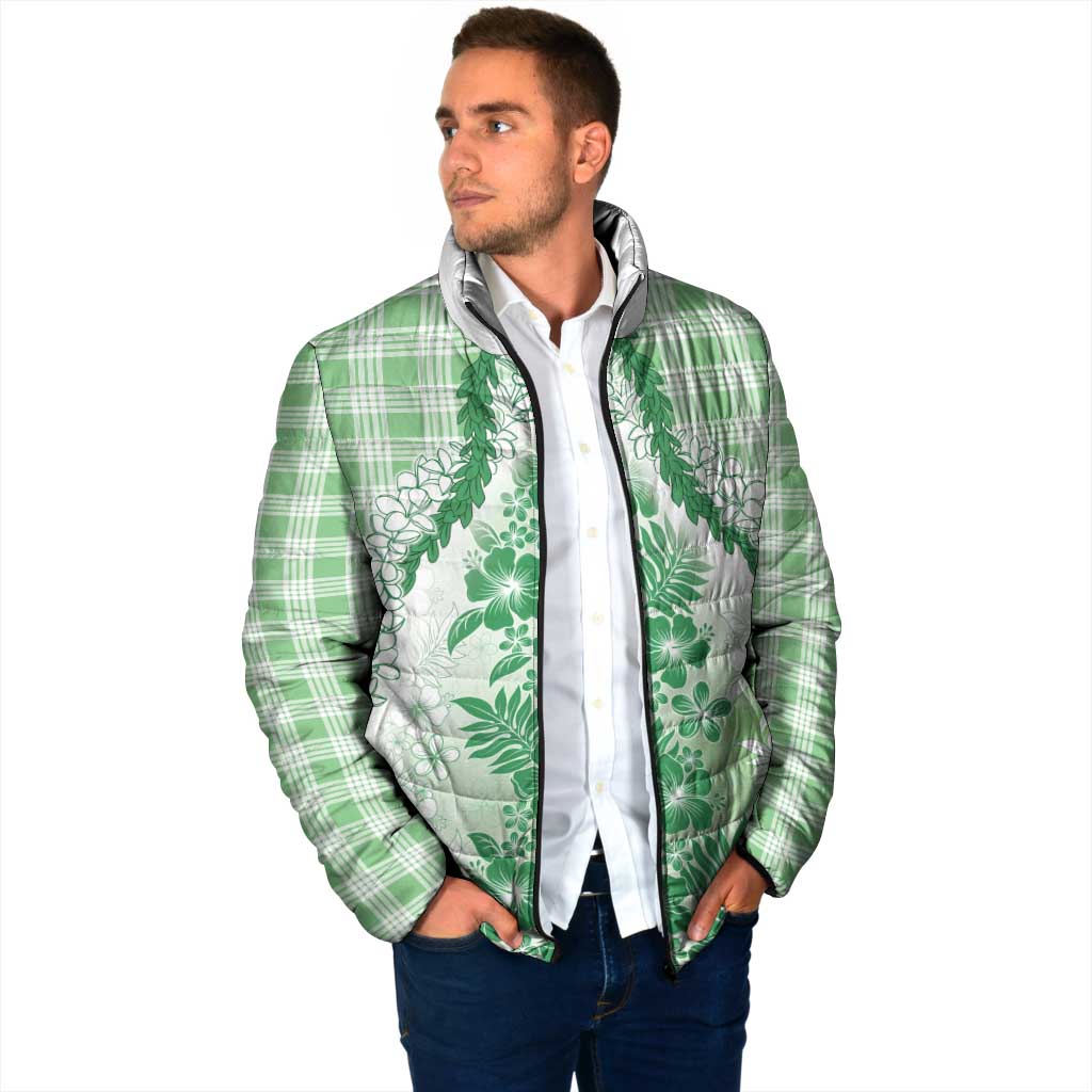 Aloha Hawaii Palaka Padded Jacket Green Plumeria Lei - Polynesian Pride