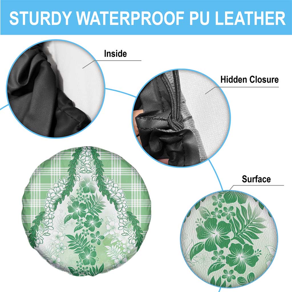 Aloha Hawaii Palaka Spare Tire Cover Green Plumeria Lei - Polynesian Pride