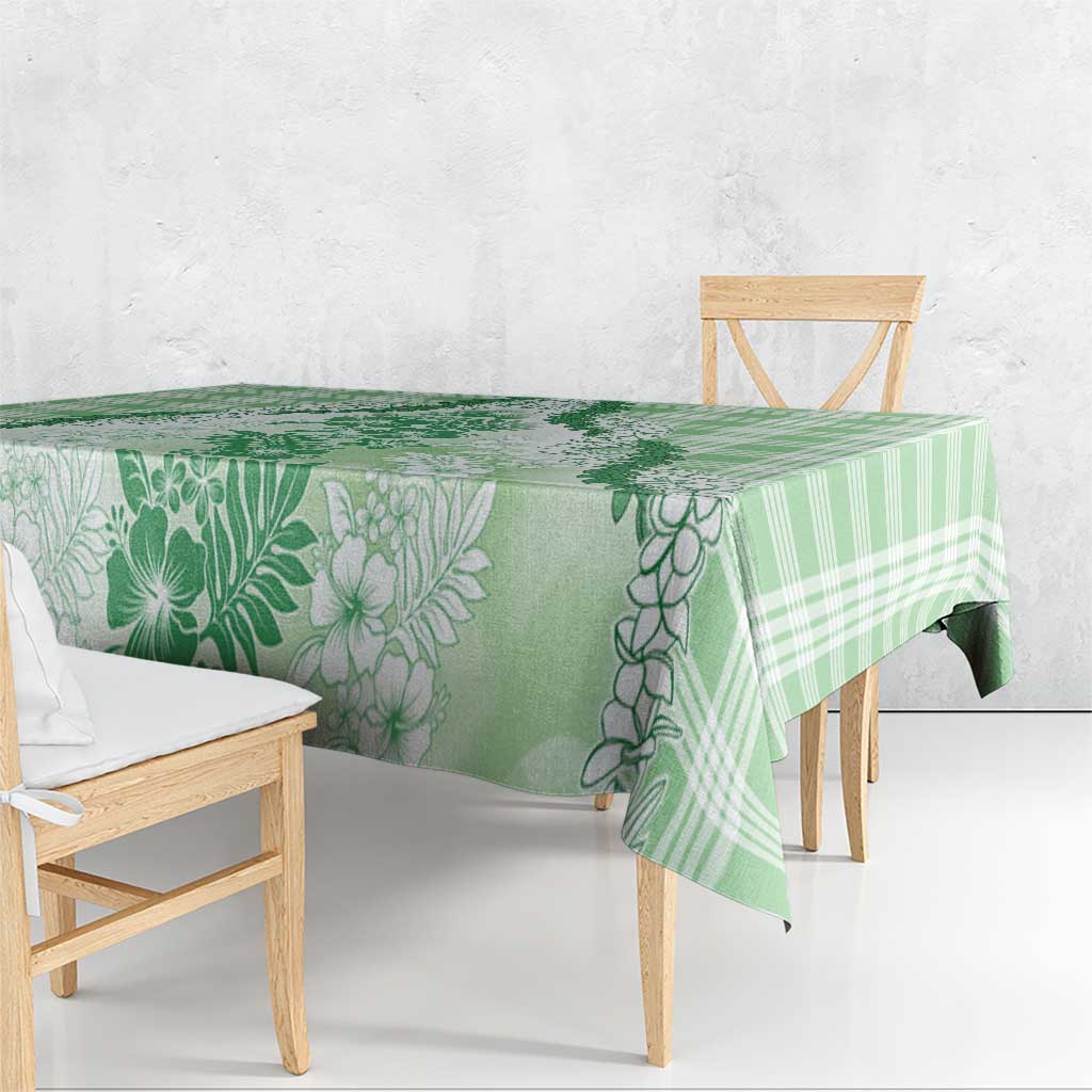 Aloha Hawaii Palaka Tablecloth Green Plumeria Lei - Polynesian Pride
