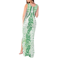 Aloha Hawaii Palaka Tank Maxi Dress Green Plumeria Lei - Polynesian Pride