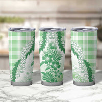 Aloha Hawaii Palaka Tumbler Cup Green Plumeria Lei - Polynesian Pride