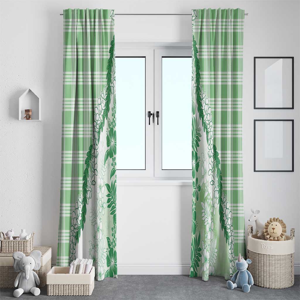 Aloha Hawaii Palaka Window Curtain Green Plumeria Lei - Polynesian Pride
