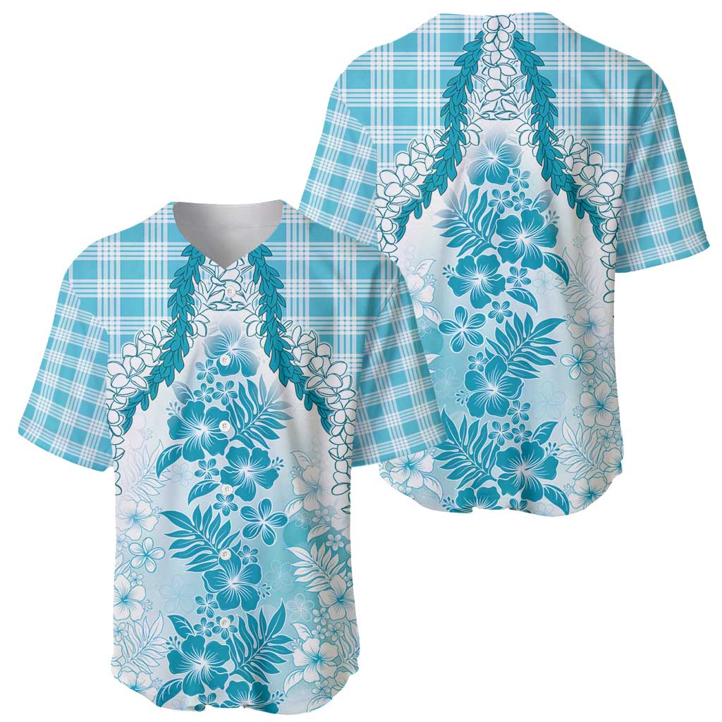 Aloha Hawaii Palaka Baseball Jersey Blue Plumeria Lei - Polynesian Pride
