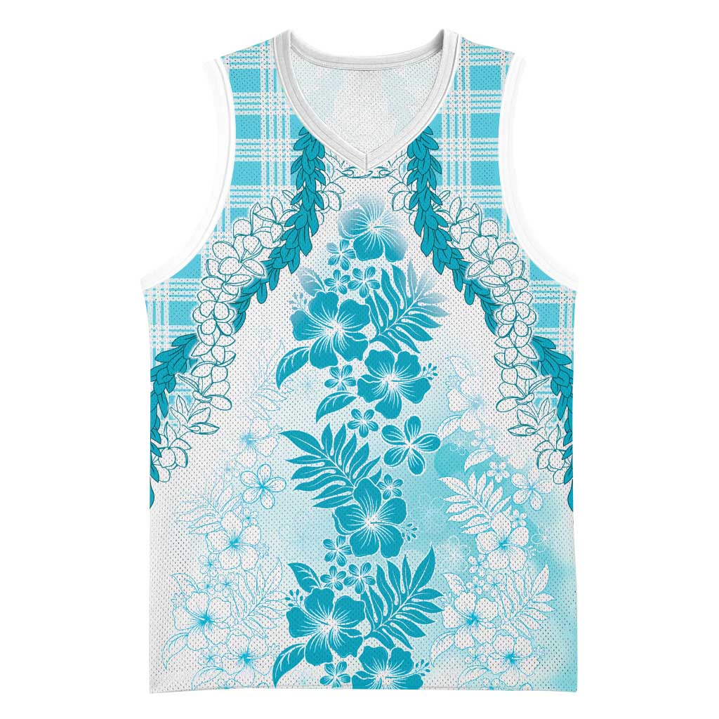 Aloha Hawaii Palaka Basketball Jersey Blue Plumeria Lei - Polynesian Pride