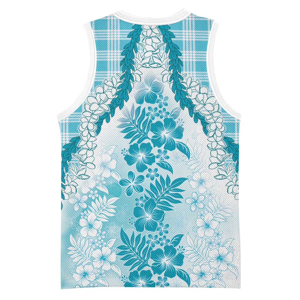 Aloha Hawaii Palaka Basketball Jersey Blue Plumeria Lei - Polynesian Pride