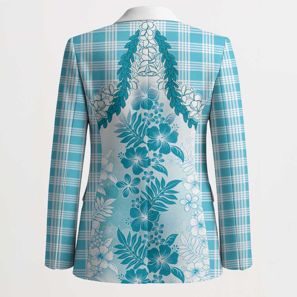 Aloha Hawaii Palaka Blazer Blue Plumeria Lei - Polynesian Pride