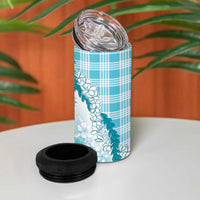 Aloha Hawaii Palaka 4 in 1 Can Cooler Tumbler Blue Plumeria Lei - Polynesian Pride