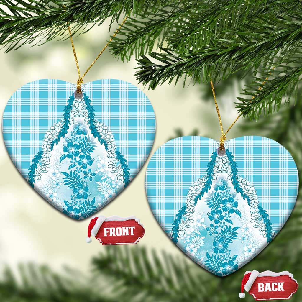 Aloha Hawaii Palaka Ceramic Ornament Blue Plumeria Lei - Polynesian Pride