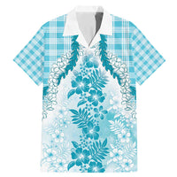 Aloha Hawaii Palaka Family Matching Mermaid Dress and Hawaiian Shirt Blue Plumeria Lei - Polynesian Pride