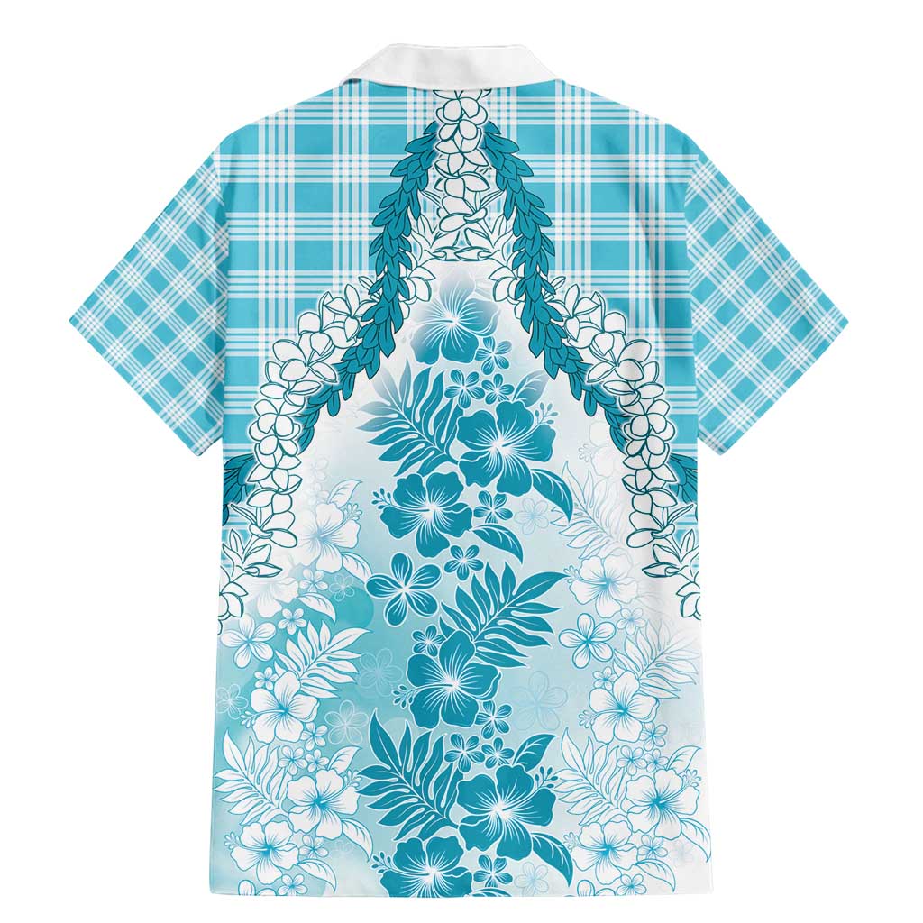 Aloha Hawaii Palaka Family Matching Mermaid Dress and Hawaiian Shirt Blue Plumeria Lei - Polynesian Pride