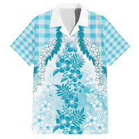 Aloha Hawaii Palaka Family Matching Summer Maxi Dress and Hawaiian Shirt Blue Plumeria Lei - Polynesian Pride