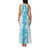 Aloha Hawaii Palaka Family Matching Tank Maxi Dress and Hawaiian Shirt Blue Plumeria Lei - Polynesian Pride