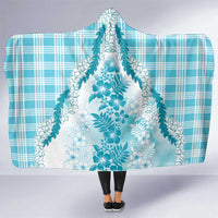 Aloha Hawaii Palaka Hooded Blanket Blue Plumeria Lei - Polynesian Pride