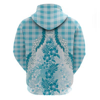 Aloha Hawaii Palaka Hoodie Blue Plumeria Lei - Polynesian Pride