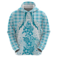 Aloha Hawaii Palaka Hoodie Blue Plumeria Lei - Polynesian Pride
