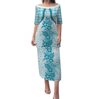 Aloha Hawaii Palaka Puletasi Blue Plumeria Lei - Polynesian Pride