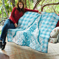 Aloha Hawaii Palaka Quilt Blue Plumeria Lei - Polynesian Pride