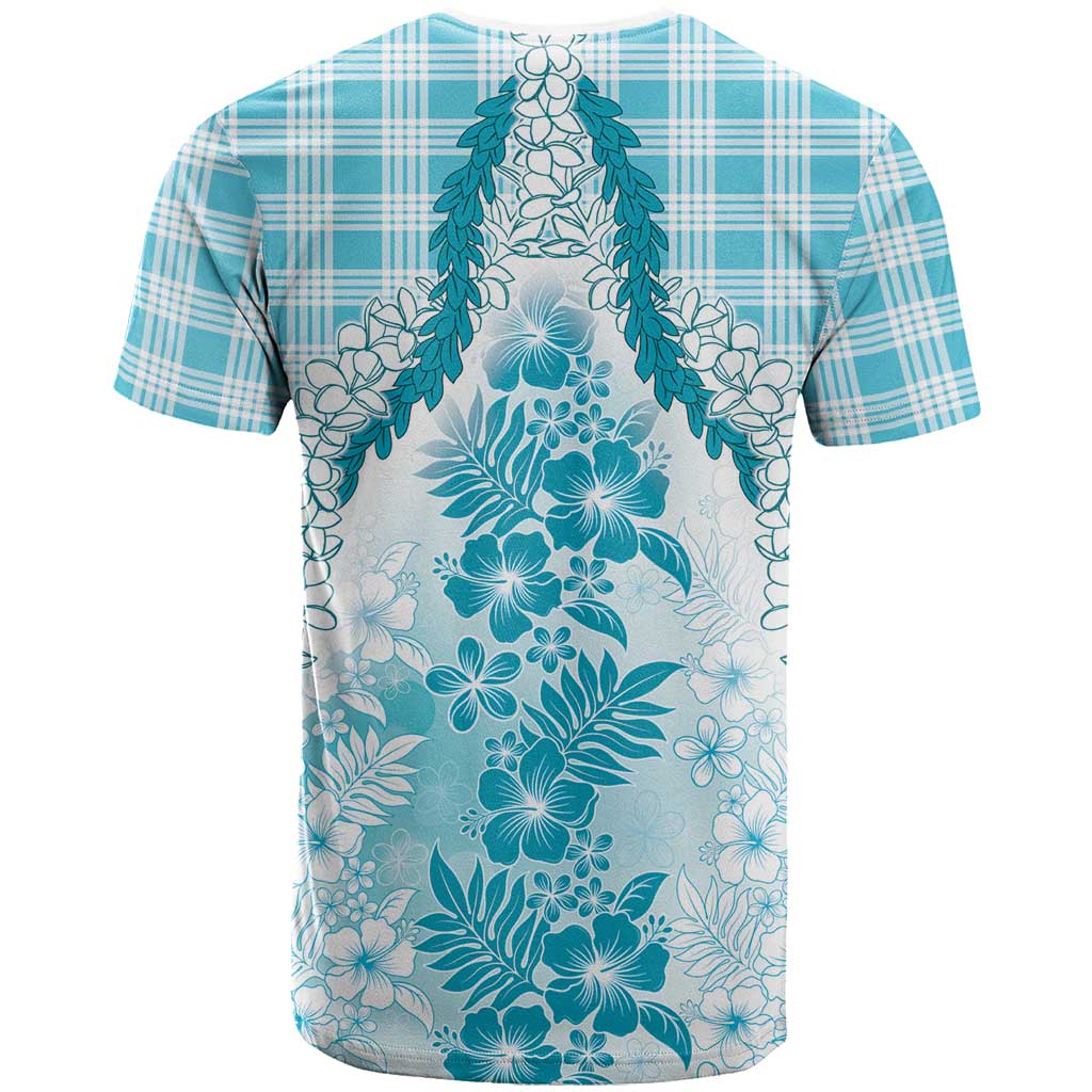 Aloha Hawaii Palaka T Shirt Blue Plumeria Lei - Polynesian Pride