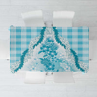 Aloha Hawaii Palaka Tablecloth Blue Plumeria Lei - Polynesian Pride