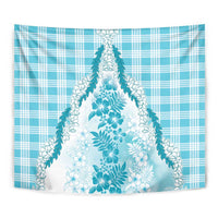 Aloha Hawaii Palaka Tapestry Blue Plumeria Lei - Polynesian Pride