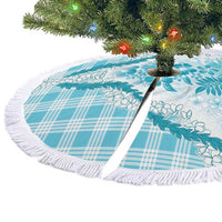Aloha Hawaii Palaka Tree Skirt Blue Plumeria Lei - Polynesian Pride