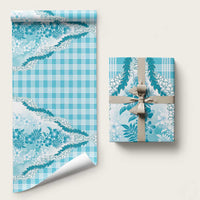 Aloha Hawaii Palaka Wrapping Paper Blue Plumeria Lei LT05 58" × 23" Blue - Polynesian Pride