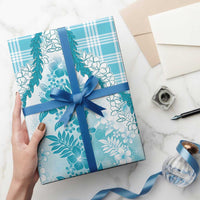 Aloha Hawaii Palaka Wrapping Paper Blue Plumeria Lei LT05 - Polynesian Pride
