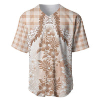 Aloha Hawaii Palaka Baseball Jersey Beige Plumeria Lei - Polynesian Pride