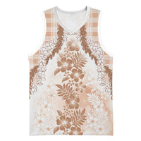 Aloha Hawaii Palaka Basketball Jersey Beige Plumeria Lei - Polynesian Pride