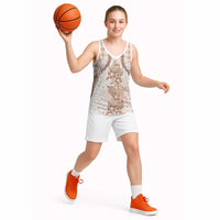 Aloha Hawaii Palaka Basketball Jersey Beige Plumeria Lei - Polynesian Pride