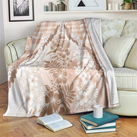 Aloha Hawaii Palaka Blanket Beige Plumeria Lei - Polynesian Pride