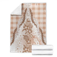 Aloha Hawaii Palaka Blanket Beige Plumeria Lei - Polynesian Pride