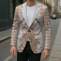 Aloha Hawaii Palaka Blazer Beige Plumeria Lei - Polynesian Pride