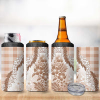 Aloha Hawaii Palaka 4 in 1 Can Cooler Tumbler Beige Plumeria Lei - Polynesian Pride