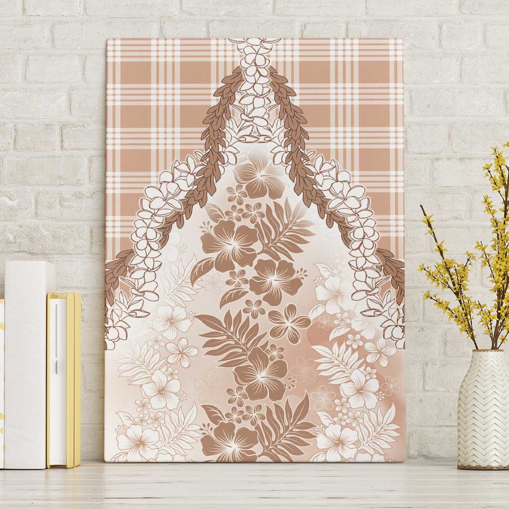 Aloha Hawaii Palaka Canvas Wall Art Beige Plumeria Lei - Polynesian Pride