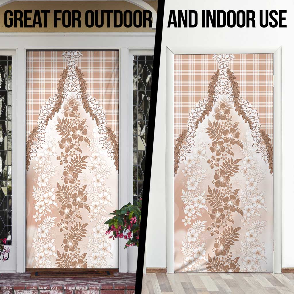 Aloha Hawaii Palaka Door Cover Beige Plumeria Lei - Polynesian Pride