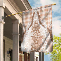 Aloha Hawaii Palaka Garden Flag Beige Plumeria Lei - Polynesian Pride