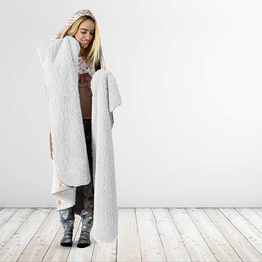 Aloha Hawaii Palaka Hooded Blanket Beige Plumeria Lei - Polynesian Pride