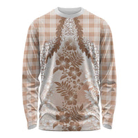 Aloha Hawaii Palaka Long Sleeve Shirt Beige Plumeria Lei - Polynesian Pride