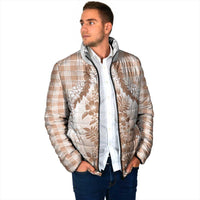 Aloha Hawaii Palaka Padded Jacket Beige Plumeria Lei - Polynesian Pride